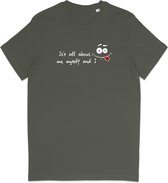T Shirt Heren - Grappige Print - Korte Mouw - Groen (Khaki) - Maat L