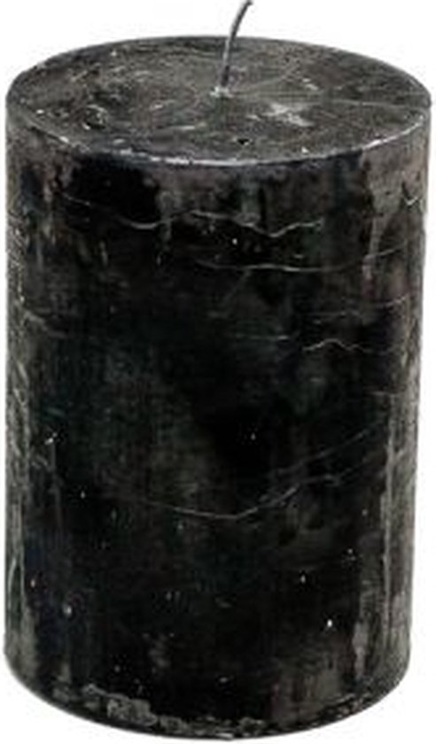 Bougie pilier - Zwart - 7x10 cm - paraffine - lot de 2