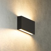 HOFTRONIC - Otis LED Wandlamp dimbaar Zwart - Up down light - IP54 buitenlamp - 10 Watt 630 Lumen - 2700K warm wit licht - Badkamerlamp