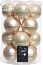 Decoris kerstballen - 26x stuks - glas - champagne - 8 cm