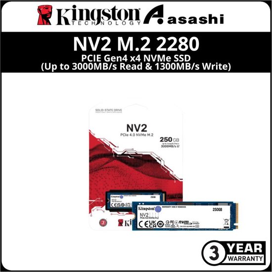 Kingston-Disque dur interne NV2 SSD, PCIe M.2 2280, 250 Go, 500 Go