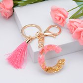 Sleutelhangers of voor je tas van A tot Z - met een pompon of kwastje - met letter - mooi design - handgemaakt - sleutelhangers - design - mode - goud - zwart - blauw - roze- rood - luxe - vlinder