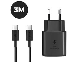 USB C oplader 25W met snellaadkabel – USB C snellader geschikt voor Samsung en iPhone – inclusief oplaadkabel met USB C aansluiting – zwart – WiseQ