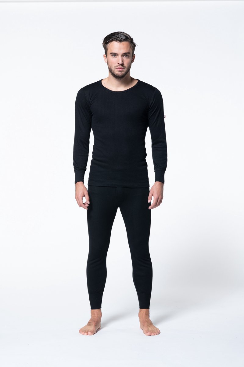 Gentlemen - heren thermo set - T-shirt lange mouw en pantalon - zwart - maat XL