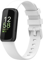 Siliconen Smartwatch bandje - Geschikt voor Fitbit Inspire 3 siliconen bandje - wit - Strap-it Horlogeband / Polsband / Armband - Maat: Maat S
