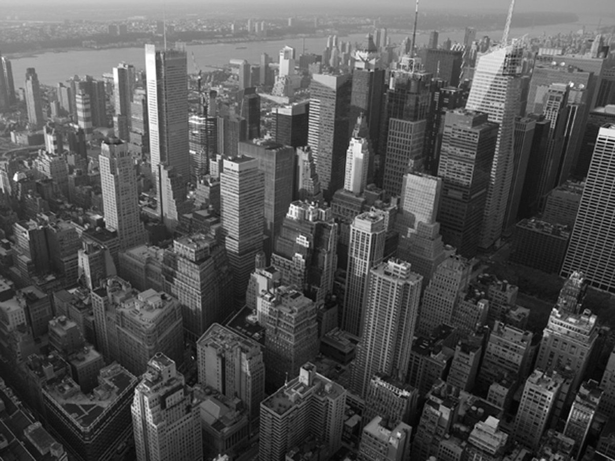 Fotobehang - New York: skyscrapers (bird's eye view).