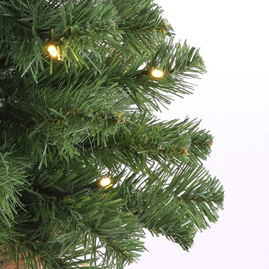Sapin de Noël artificiel Black Box Norton - 60 cm - avec toile de jute - vert - 20 lumières LED blanc chaud