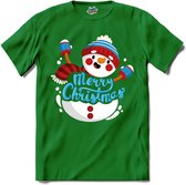 Merry christmas sneeuwpop - T-Shirt - Dames - Kelly Groen - Maat L