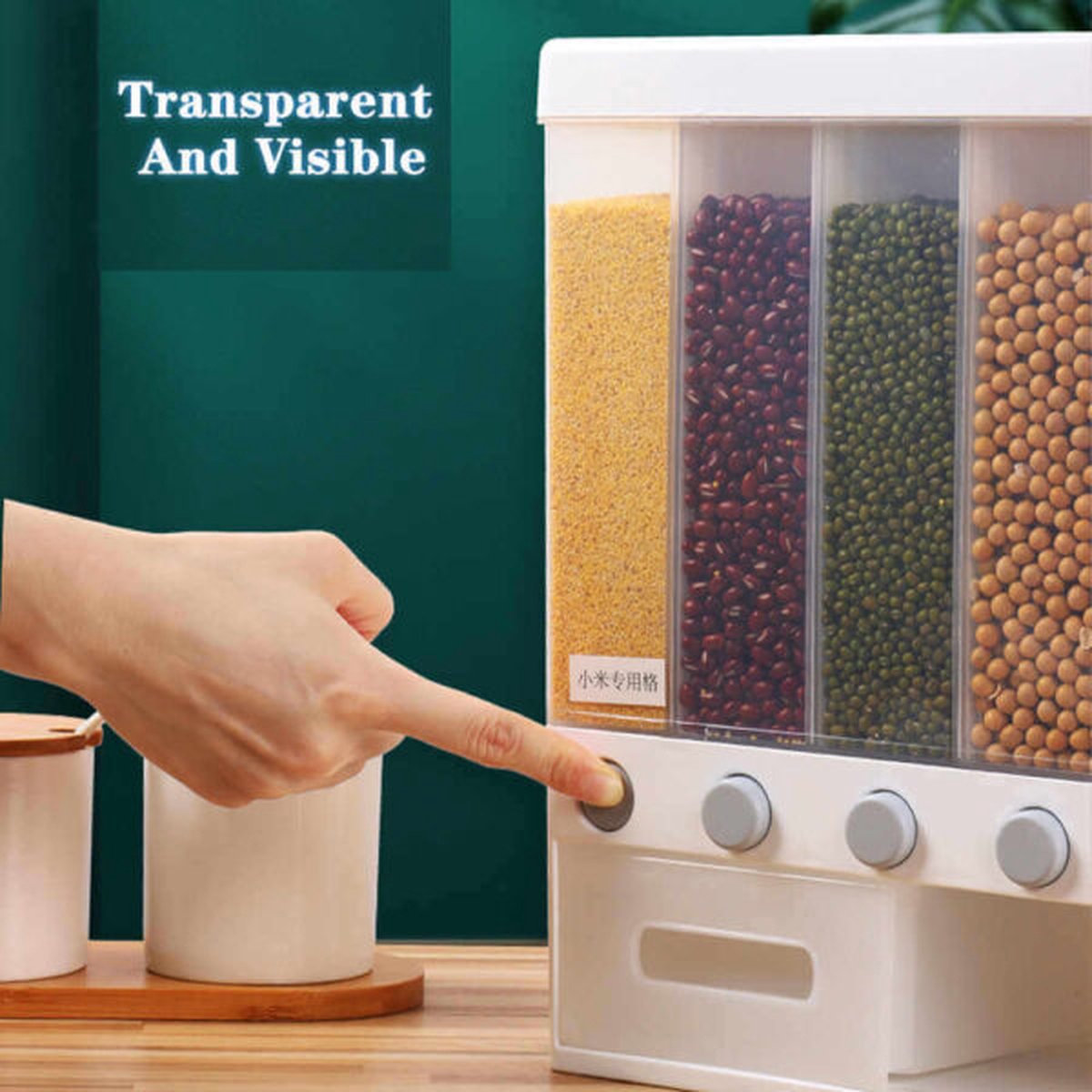 Food Dispensers - Cereal & Noten Dispensers - Rijst Dispensers - 6 containers - Wit -