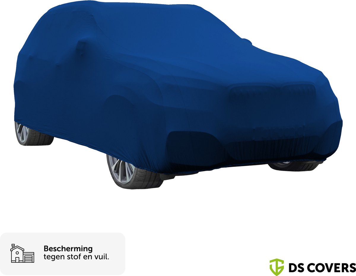 BOXX indoor autohoes van DS COVERS – Indoor – SUV fit - Bescherming tegen stof en vuil – Extra zachte binnenzijde – Stretch-Fit pasvorm – Blauw – Incl. Opbergzak – Maat M