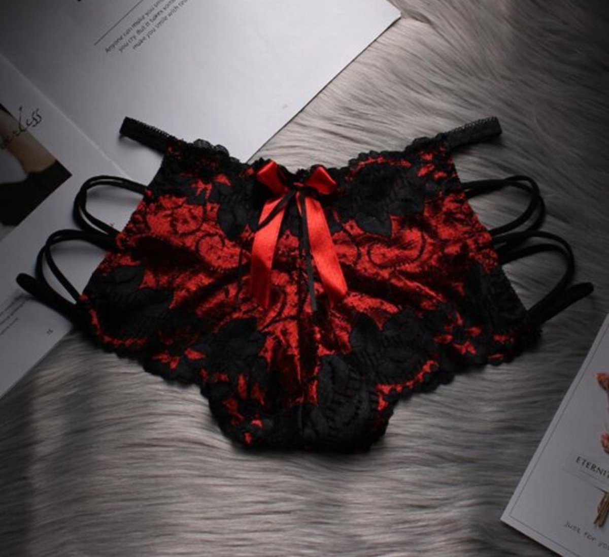3 Stuks - Sexy stijlvolle Lingerie - Kanten Ondergoed - G-String Hoge Taille - Rood
