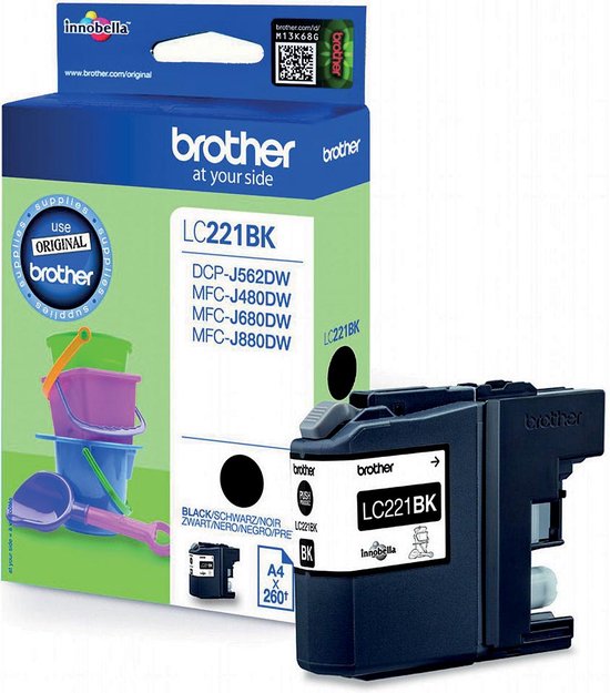 Brother Inktcartridge brother lc-221bk zwart - 1 stuk - 5 stuks