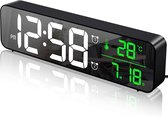 Igoods Digitale Wekker - Alarmklok - Inclusief temperatuurmeter - Met snooze en verlichtingsfunctie - Zwart