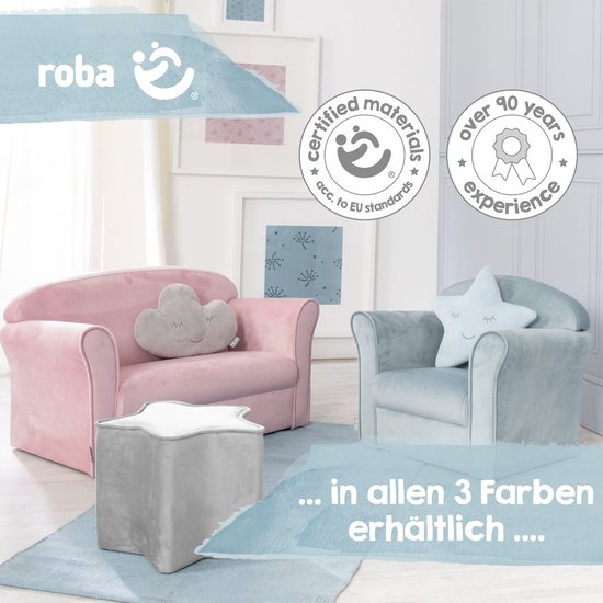 Roba Banc Enfant Lil Canapé Junior 38 X 78 X 43 Cm Velours Grijs