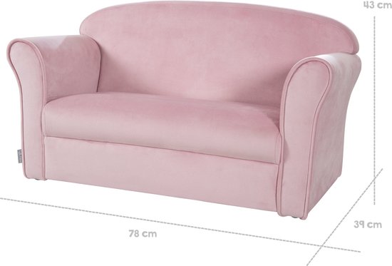 Roba Banc Enfant Lil Canapé Junior 38 X 78 X 43 Cm Velours Rose