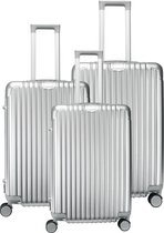 Royal Swiss - set valise - Serrure à combinaison - Valise légère - 4 roues - argent