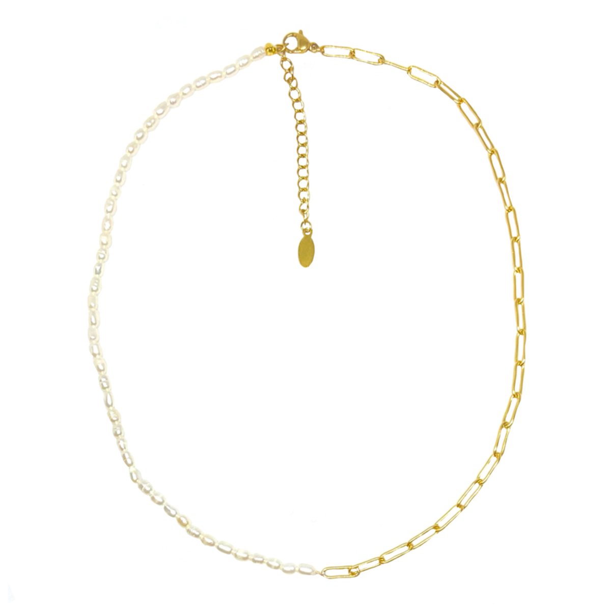 Pearls & chain necklace - gold