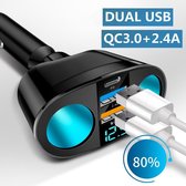 Dual USB PD Car Plug Splitter Charger QC 3.0 Quick Charge 3 Ports V V 60W Car Type C Prise adaptateur secteur de Power Convient pour Apple iPad/ iPhone & Samsung (7, 8, X, XR, 14, 11, 12, 13, S21 , S22)