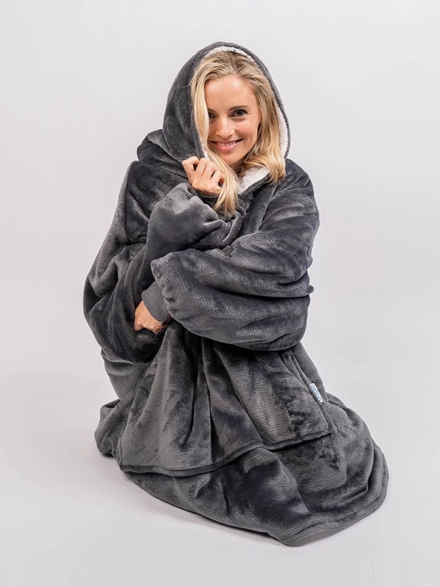 Blumtal Fleece Hoodie Blanket with Sleeves - Couverture confortable  portable 