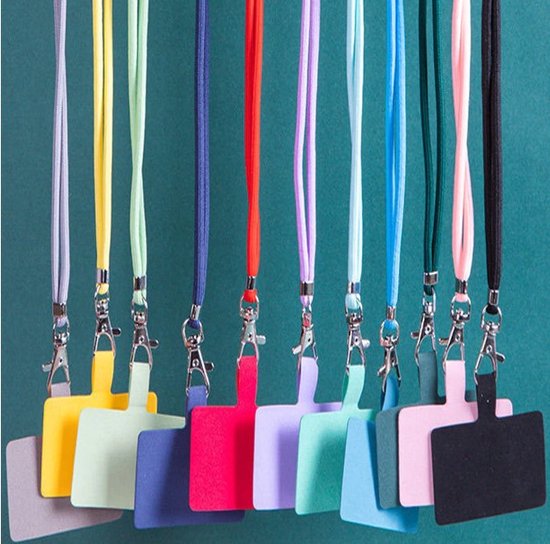 flintronic Telefoonkoord, verstelbare universele telefoonkoord, telefoonketting, voor nekband, crossbody-riem, polsband, compatibel met de meeste telefoonhoesjes, met sleutelhanger en patch, *22