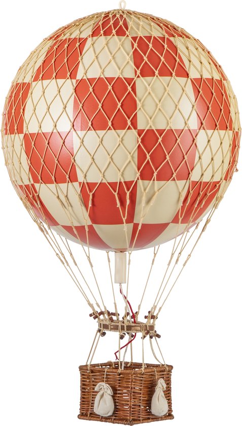 Authentic Models - Luchtballon Royal Aero - Luchtballon decoratie - Kinderkamer decoratie - Rood Geruit - Ø 32cm