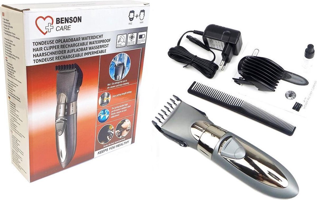 Benson Professional Hairclipper - Waterdichte Draadloze Tondeuse
