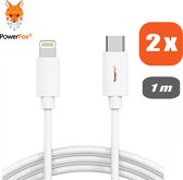 2x PowerFox® USB-C Male naar Apple Lightning kabel - 100 cm - Wit - DUO-PACK