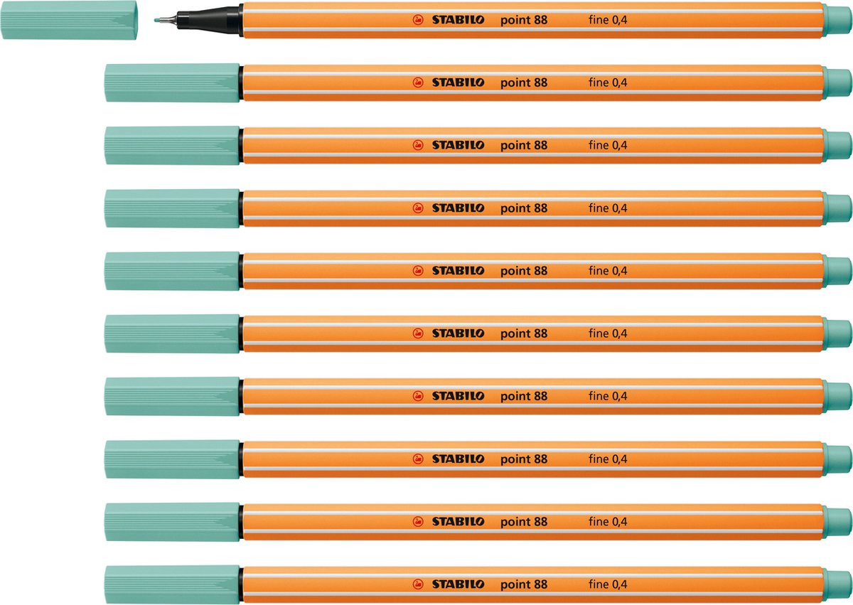 STABILO point 88 - Premium Fineliner - Fine 0,4 mm – Eucalyptus Groen – Doos 10 stuks