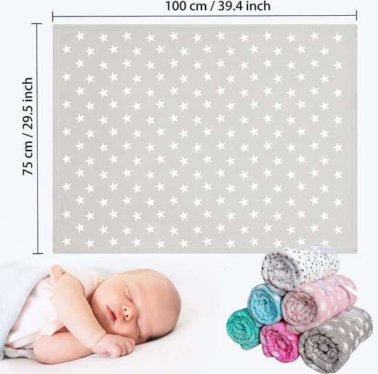 Zachte Babydeken 2-Pack voor Jongens en Meisjes - Pluche Kruipdeken in Grijs en Groen - 75cmx100cm