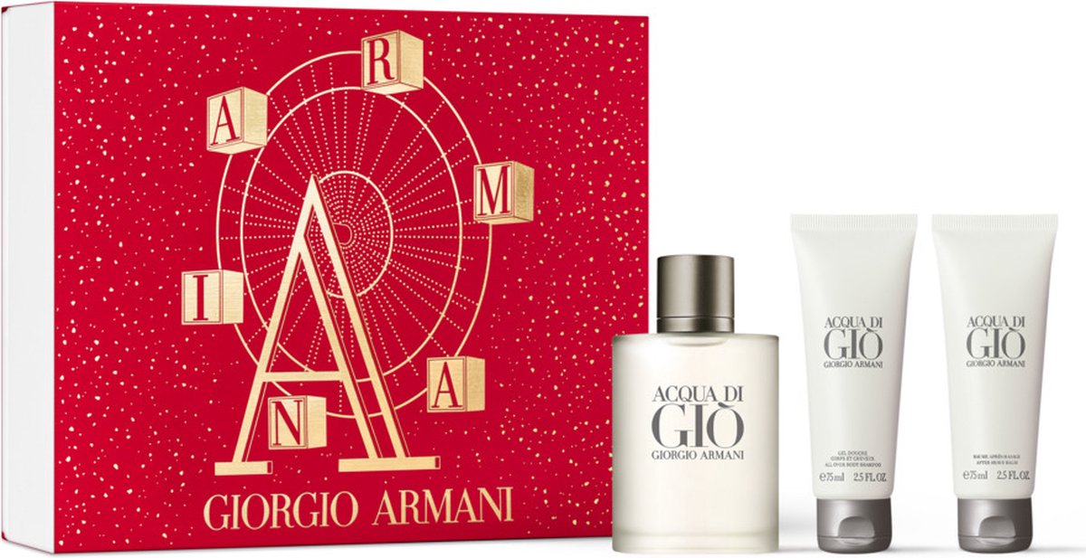 Giorgio Armani Acqua Di Gio - Geschenkset - 100 ml Eau de Toilette + 75 ml Aftershave Balsem + 75 ml Showergel