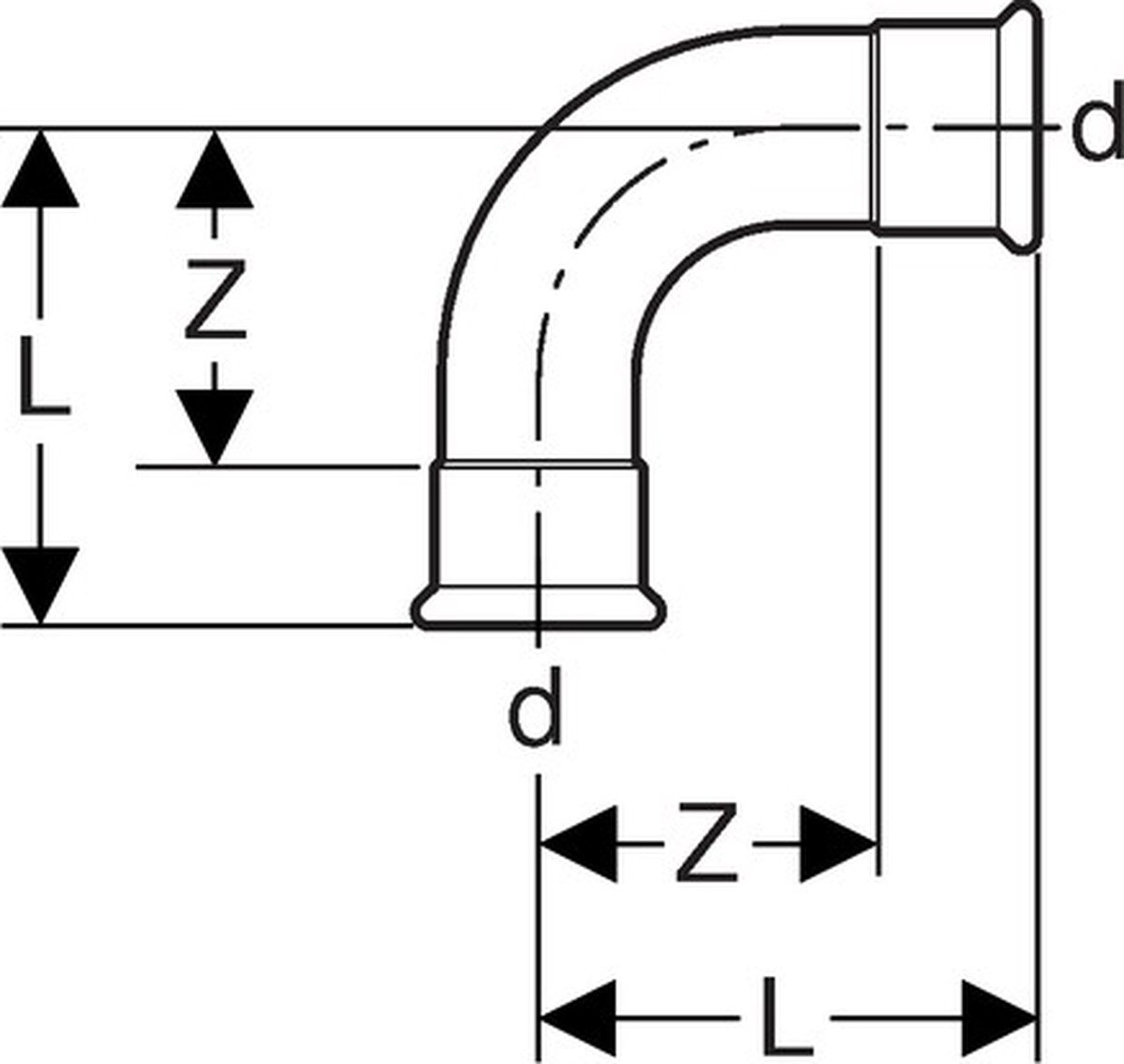 Geberit Mapress roestvrij staal bocht (LABS-vrij), DN 20, 80104