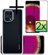 Hoes Geschikt voor OPPO Find X5 Pro Hoesje Cover Siliconen Back Case Hoes Met 2x Screenprotector - Transparant