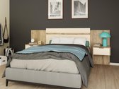 Vente-unique Hoofdeinde met nachtkastjes - Uitbreidbaar - 140 /160 cm - Naturel en crème - PARATI L 232 cm x H 106 cm x D 39.5 cm