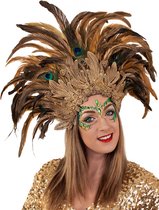 Coiffe de Ressorts coiffe de plumes de paon burlesque marron Indien de Rio de Janeiro