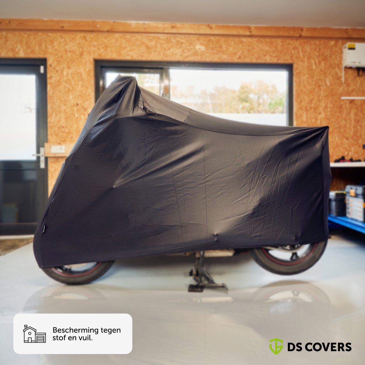 FLEXX motorhoes van DS COVERS – Indoor – Stofafstotend – Ademend – Lakvriendelijk - Premium stretch fit - Incl. Opbergzak – Maat XXL