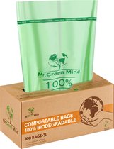 Sacs bio 2-3 litres - 100 pièces de sacs poubelles biodégradables - 26 x 29 cm - Sacs poubelles 100% compostables - Incl. distributeur - sacs de déchets organiques