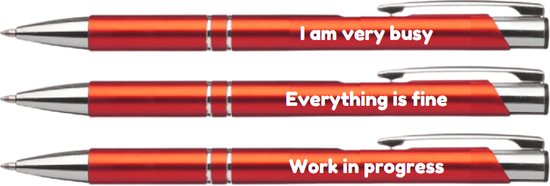 Akyol - 3 jolis stylos citations - Je suis très occupé - Tout va bien -  Work en cours... | bol.com