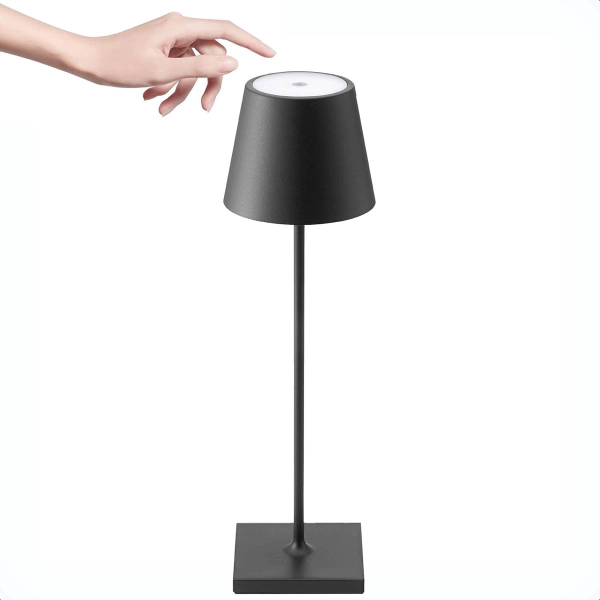 DreamGoods Tafellamp - Oplaadbaar - Draadloos - Dimbaar - Op Batterijen - Oplaadbare Accu - Touch - Leeslamp - Bedlamp - Bureaulamp - Decoratie Woonkamer - Slaapkamer - Zwart