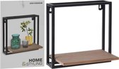 Home & Styling Metalen Ophangrek met Houten Plank 25x15x25 cm Zwart/Bruin