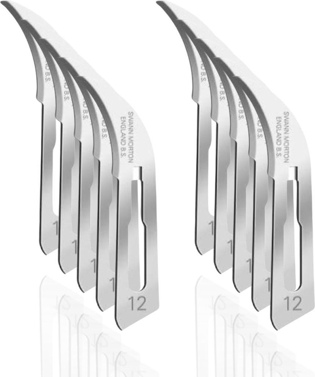 Swann Morton - Blue - Scalpel Mesjes - Niet Steriel - Scalpel / Bistouri Mesjes - Maat 12 - 10 Stuks