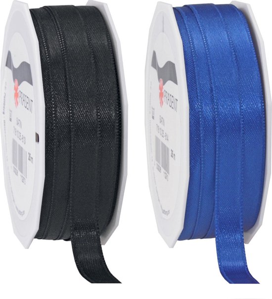 Satijnen lint, blauw, groot, cadeaulint, verpakking, 5 cm x 22 m, geschikt voor Kerstmis, bruiloften en feestjes (blauw