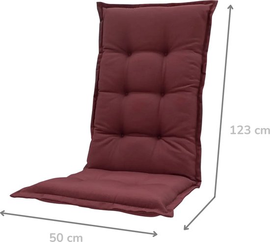 Madison - Coussin de jardin - Universel - Dossier haut - 6 pcs. - Panama Bordeaux - 123x50cm - Rouge - Coussins de chaise de jardin - Chaise standard