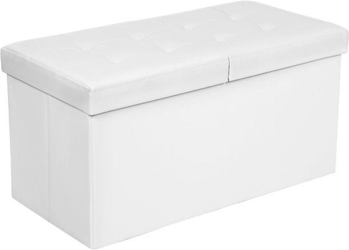 Hoppa!  Zitbank, zitpoef, opvouwbaar, belastbaar tot 300 kg, 76 x 38 x 38 cm, wit