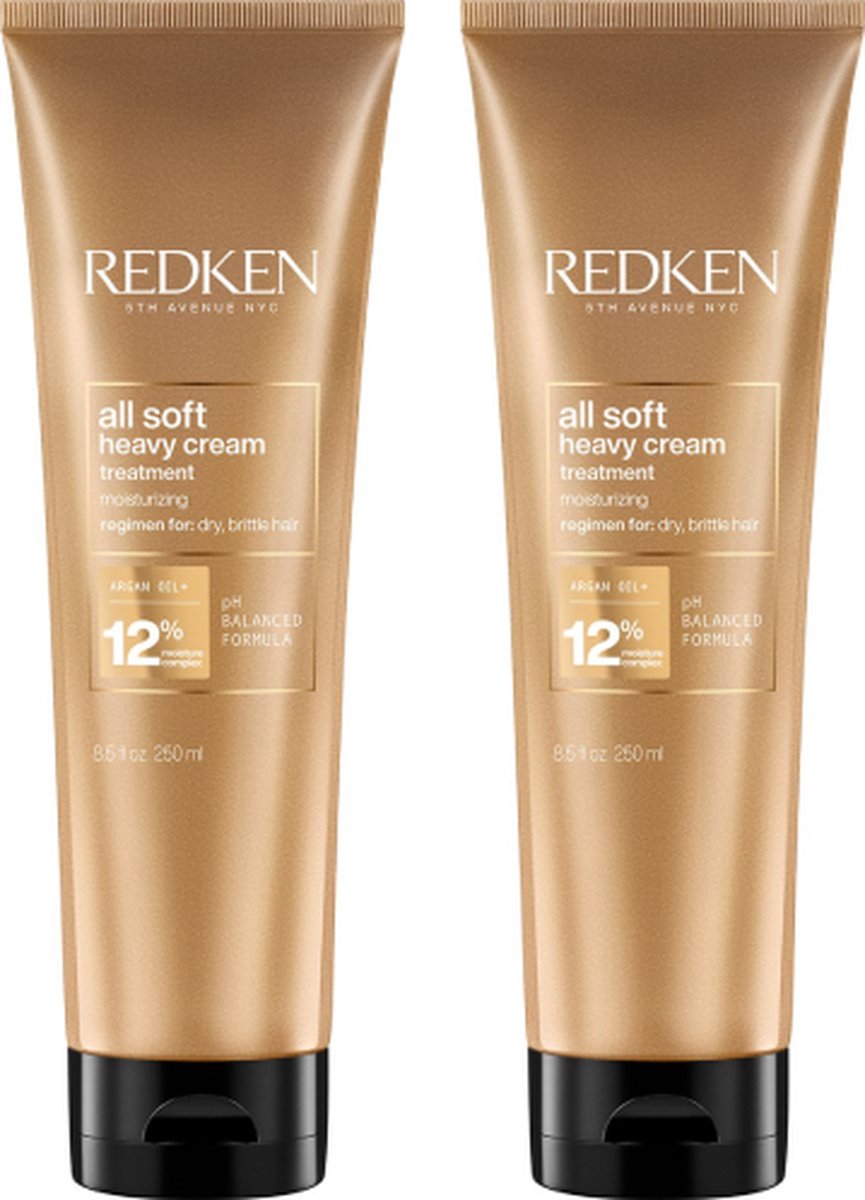 Redken All Soft Heavy Cream Mask – Hydraterend haarmasker voor droog en broos haar – 2 x 250 ml