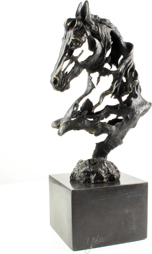 Flitsend motief wond Paard beeld, Brons sculptuur, Marmer basis, Buste, Woondecoratie kunst |  bol.com