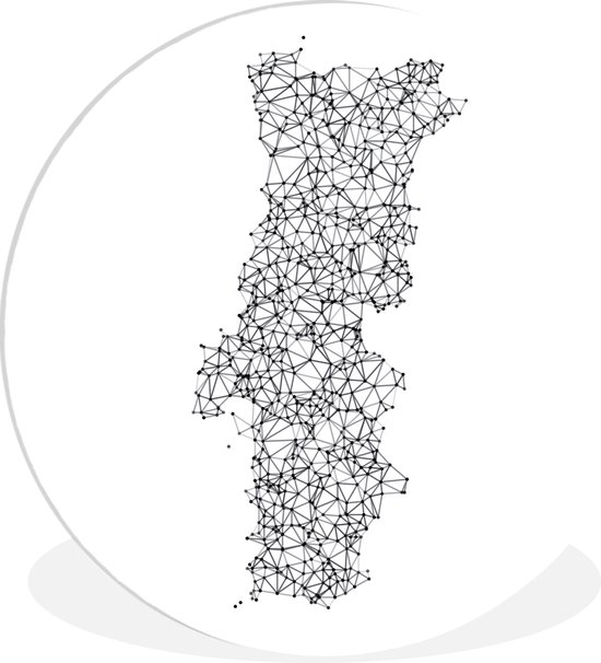 WallCircle - Wandcirkel ⌀ 140 - Zwart-wit illustratie van Portugal - Ronde schilderijen woonkamer - Wandbord rond - Muurdecoratie cirkel - Kamer decoratie binnen - Wanddecoratie muurcirkel - Woonaccessoires