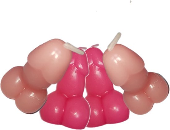 Penis kaarsen verschillende kleuren - 4 stuks