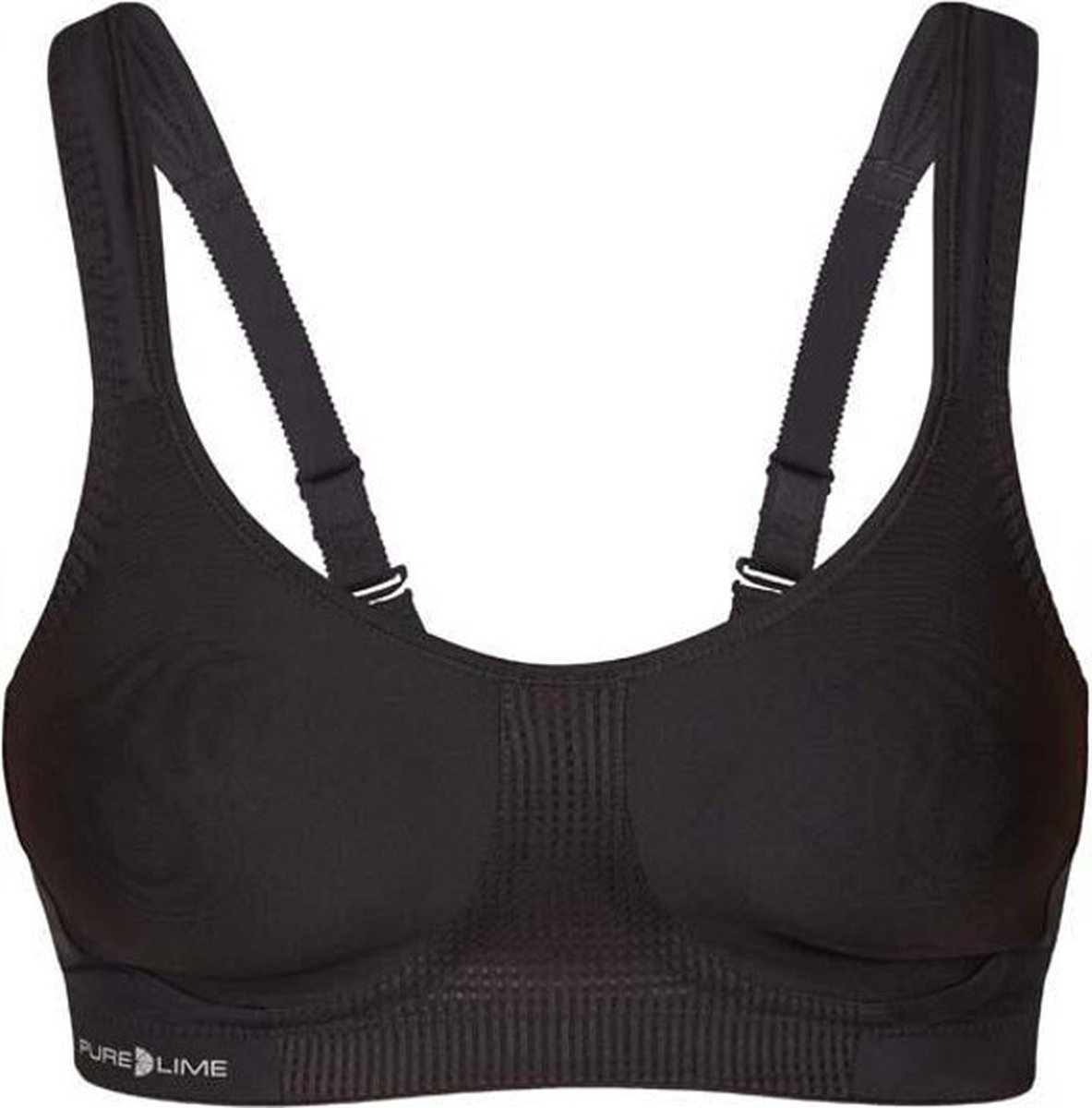 Pure Lime - Support - Sportbeha - Sport bh - hardlopen - fitness - tennis - grote maten - Zwart - maat - 75C