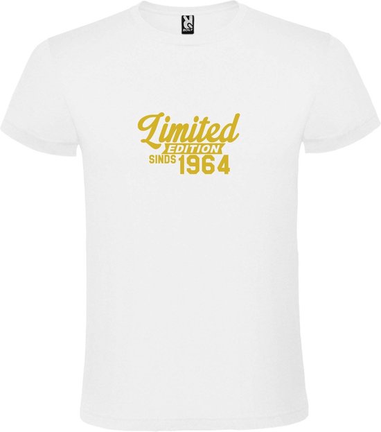 T-Shirt Wit avec Image « Edition Limited depuis 1964 » Or Taille XXXXXL