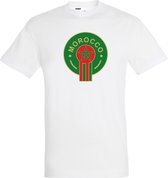 T-shirt Embleem Marokko Groot | Rood Marokko Shirt | WK 2022 Voetbal | Morocco Supporter | Wit | maat 4XL